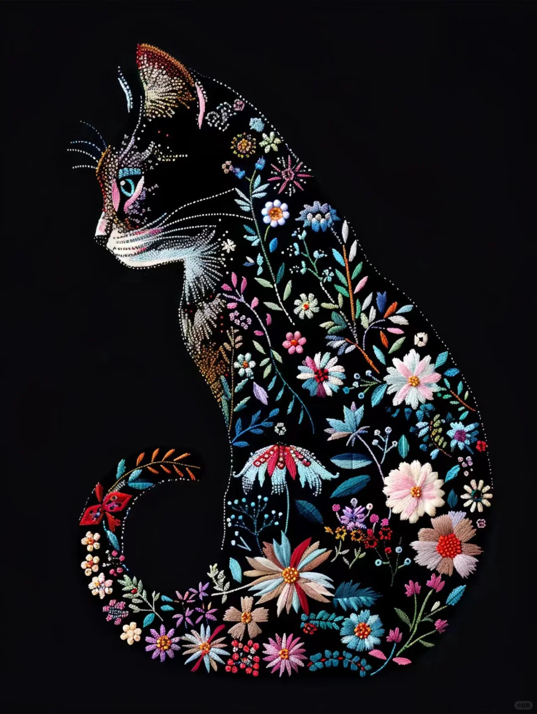 刺绣猫咪-创意图案设计分享