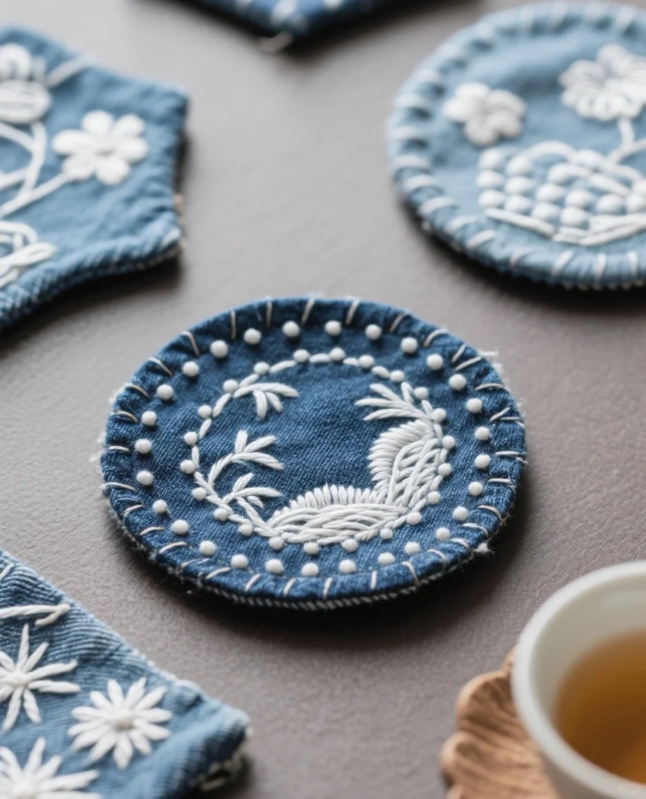 牛仔布手工杯垫