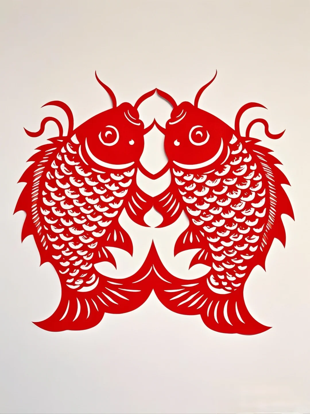 剪纸双鱼抱福~~~