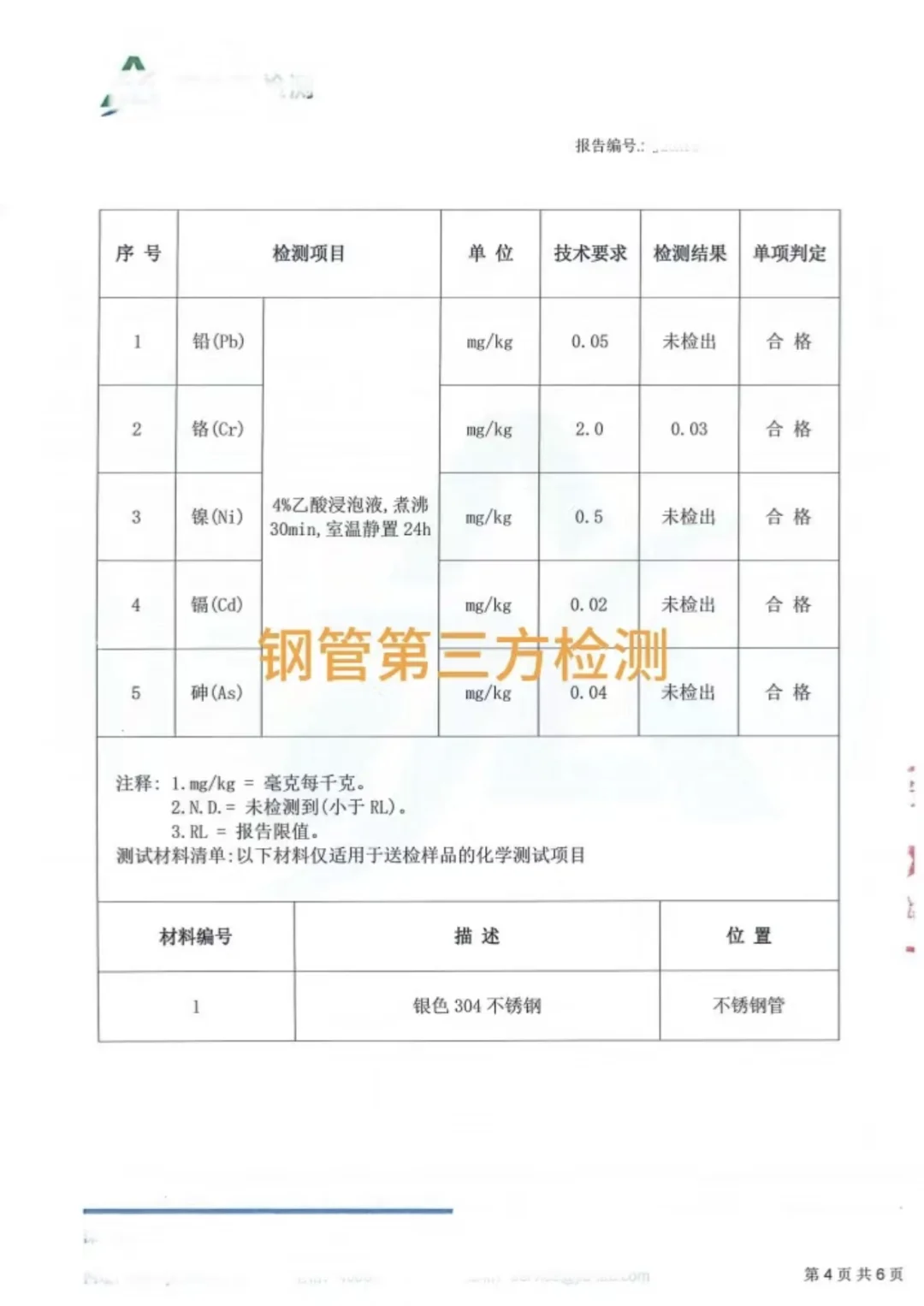 焊接钢管检测报告