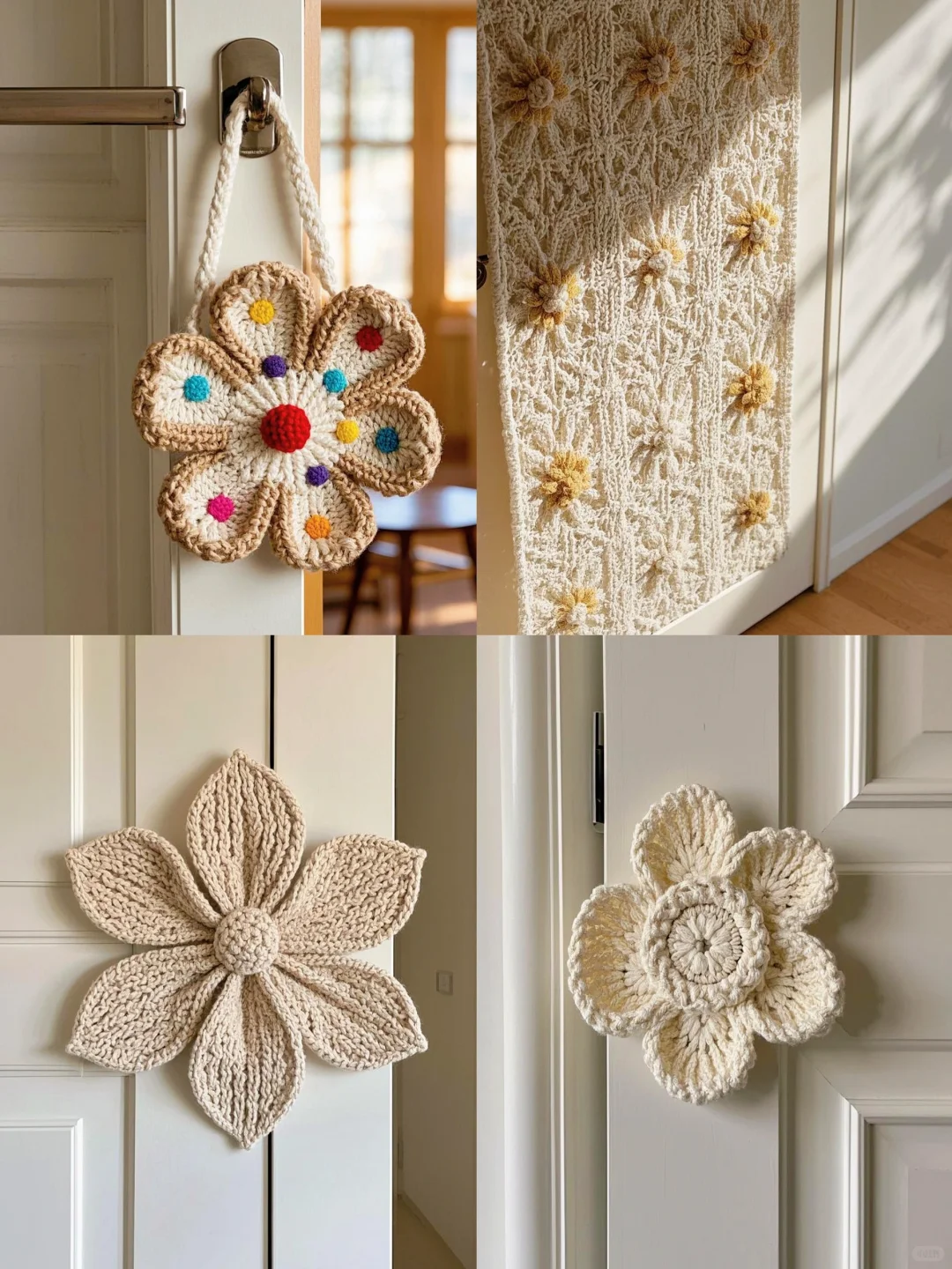 被邻居追着问的针织花朵门饰? 太仙啦