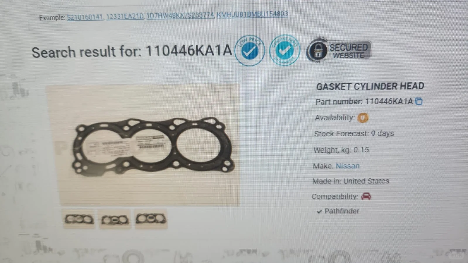 急需日产汽车气缸盖垫片 有的来价来图