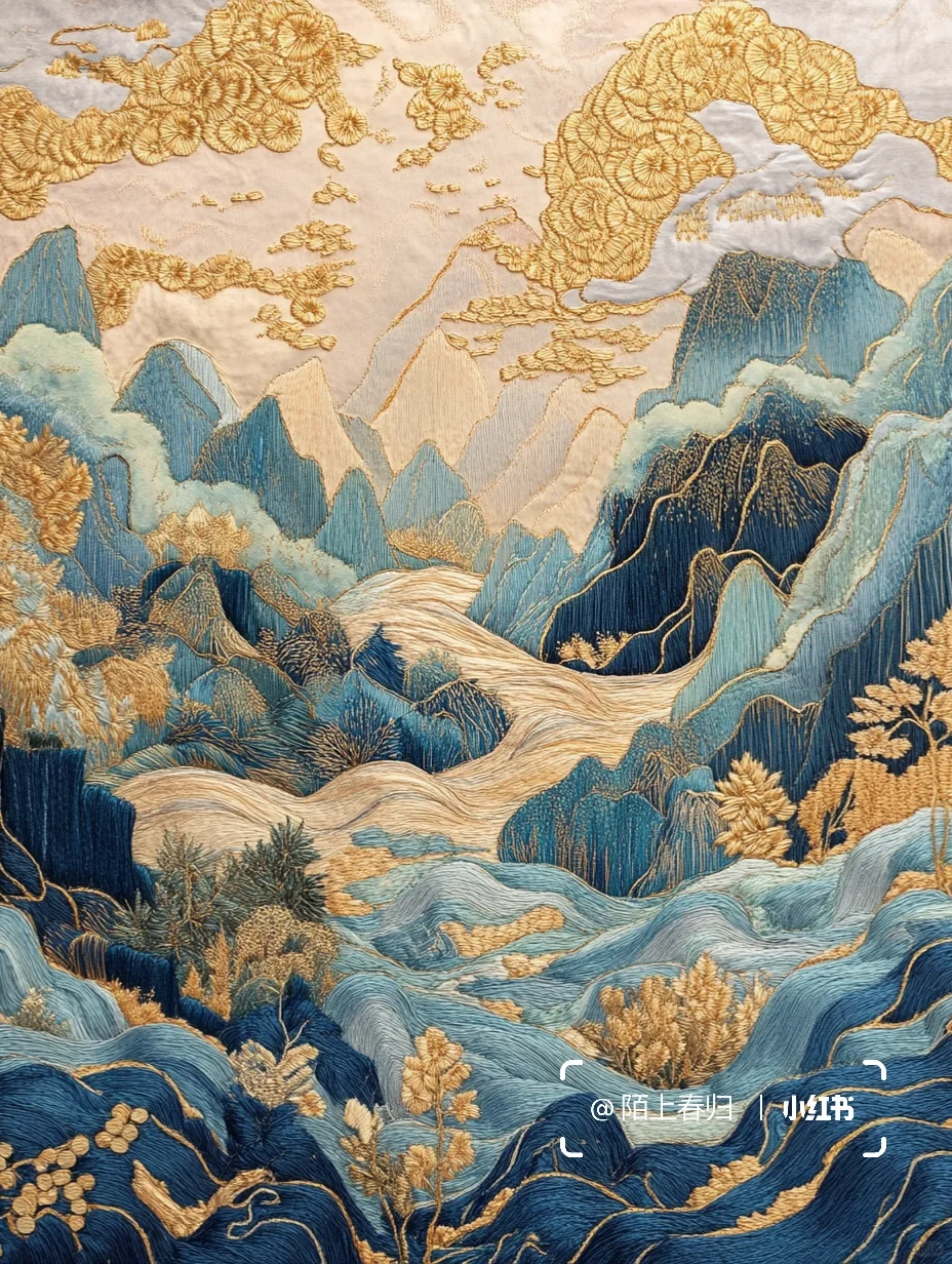 『AIGC-苏绣艺术』一针一线间的山水诗意