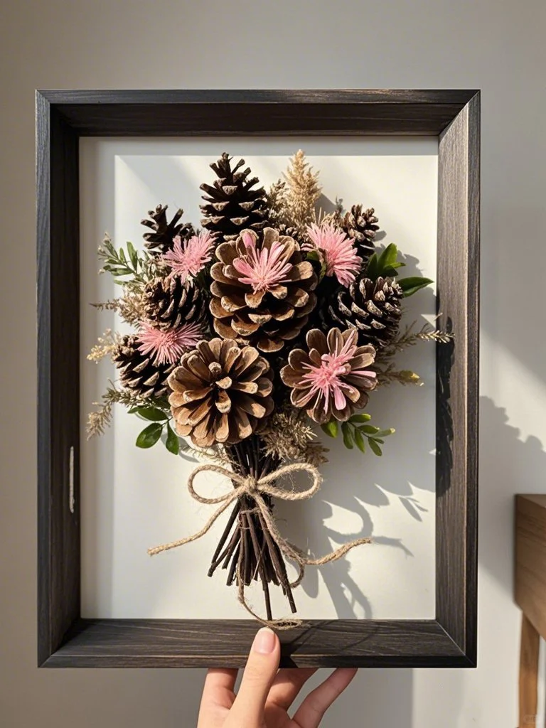 原来松果做的手工花束这么美?收藏做起来