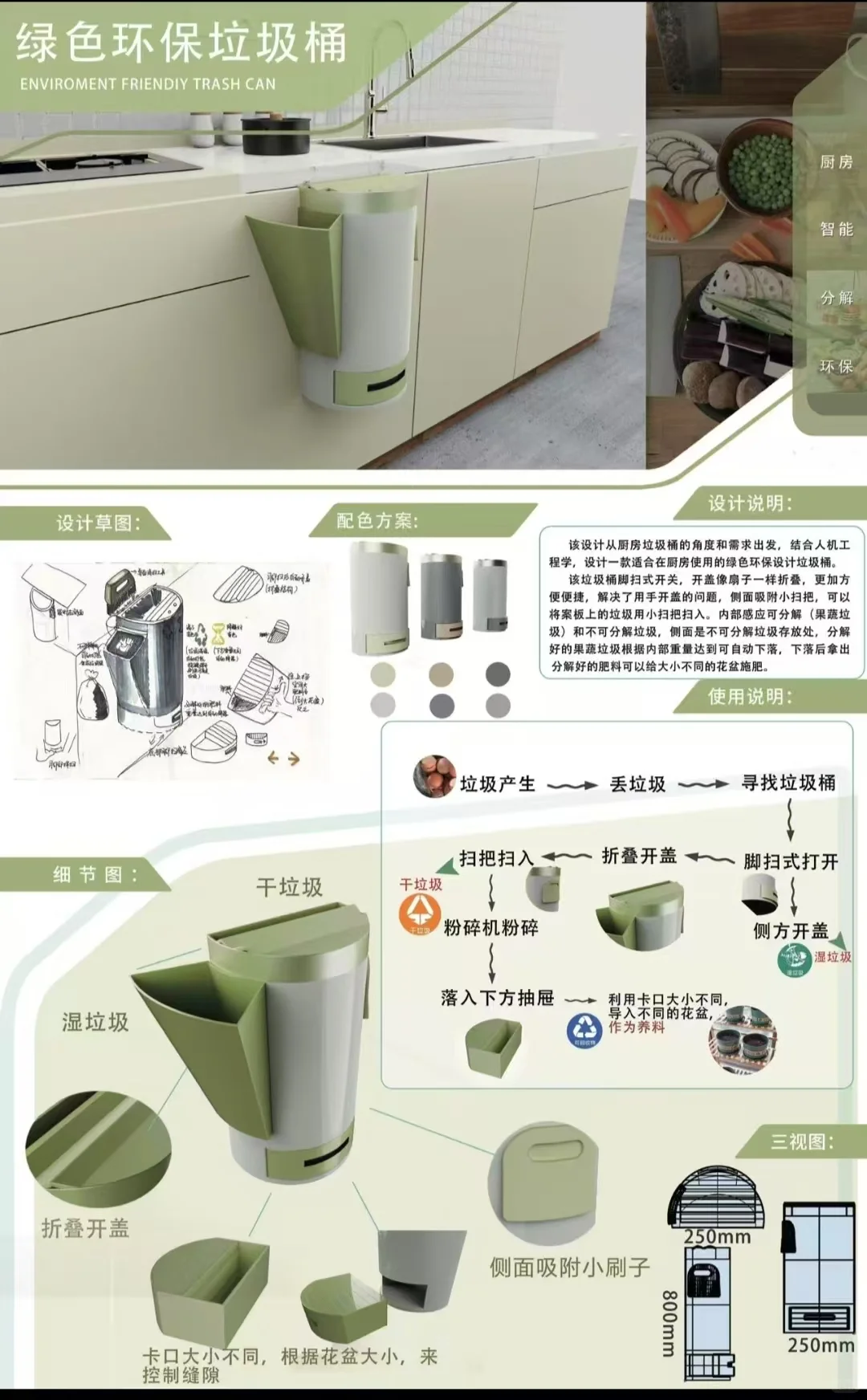 绿色环保垃圾桶设计～