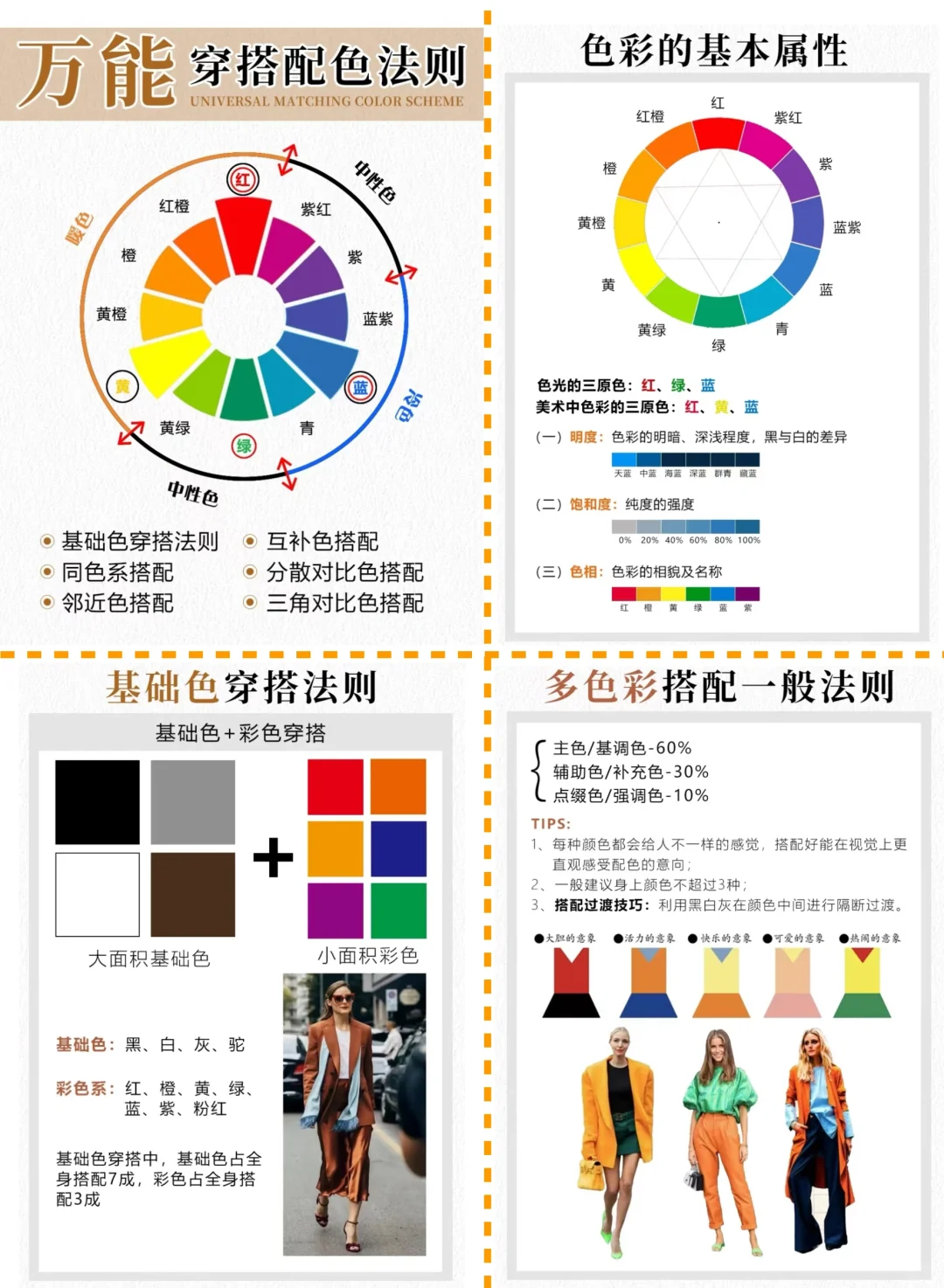 收藏笔记｜服装色彩搭配法则与款式方式技巧