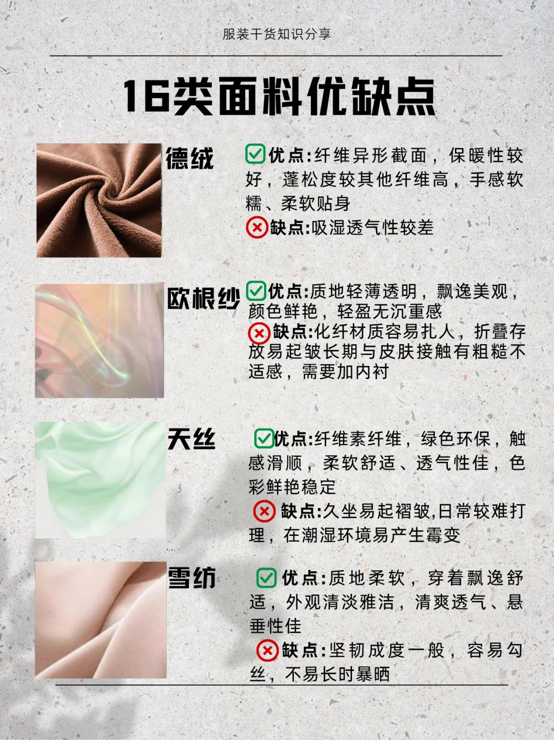 一份实用面料指南，请查收！