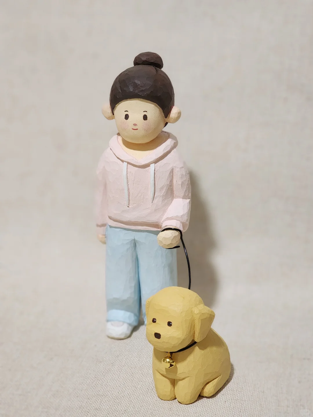 自学木雕45——女孩和小狗