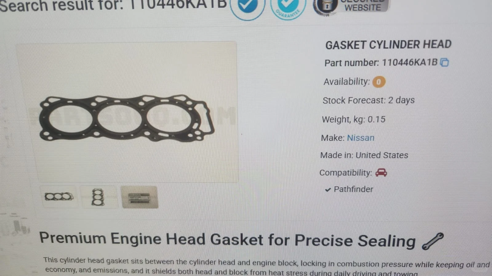 急需日产汽车气缸盖垫片 有的来价来图