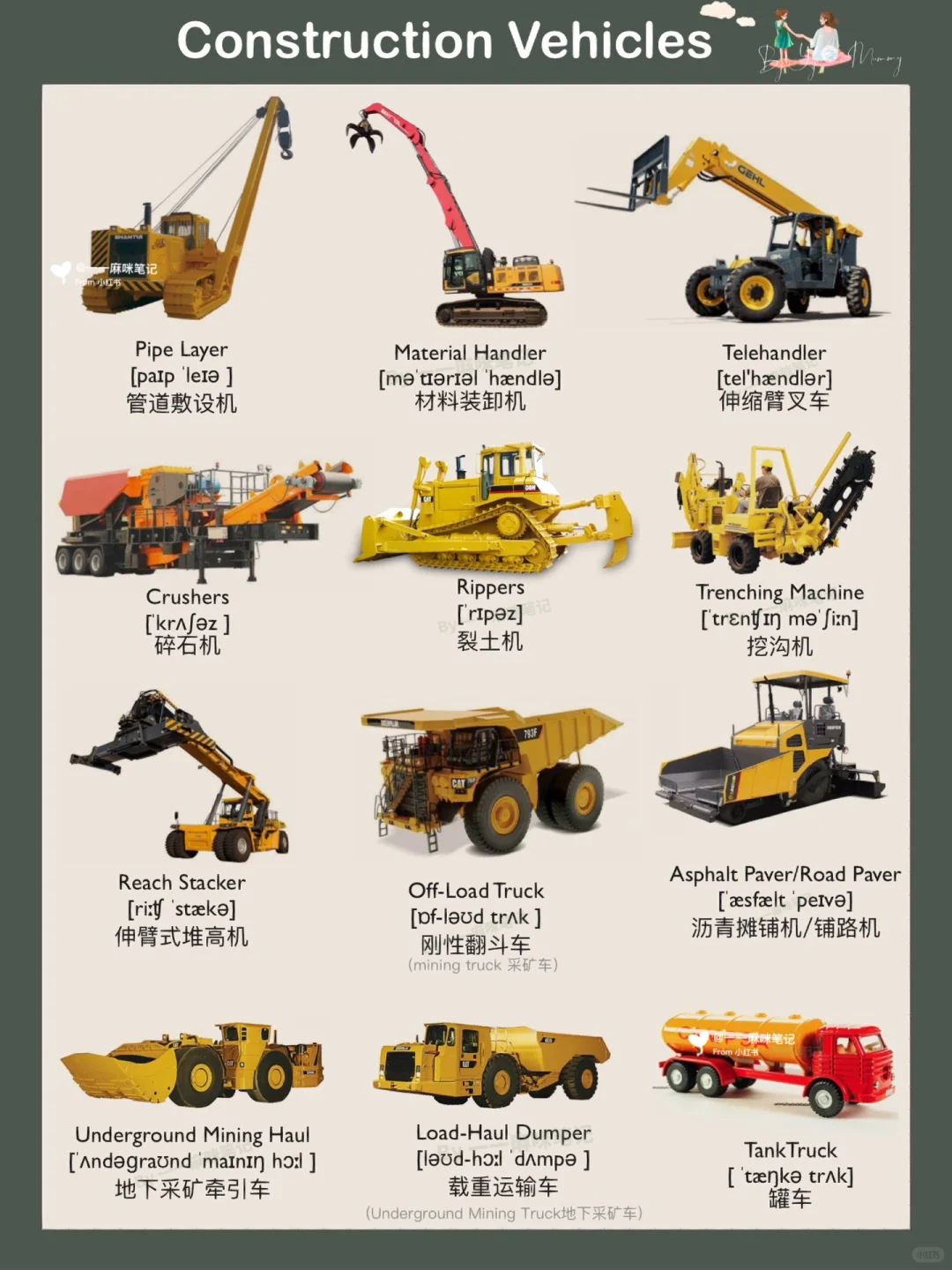 常见工程车市政车救援车等中英汇总｜Day39