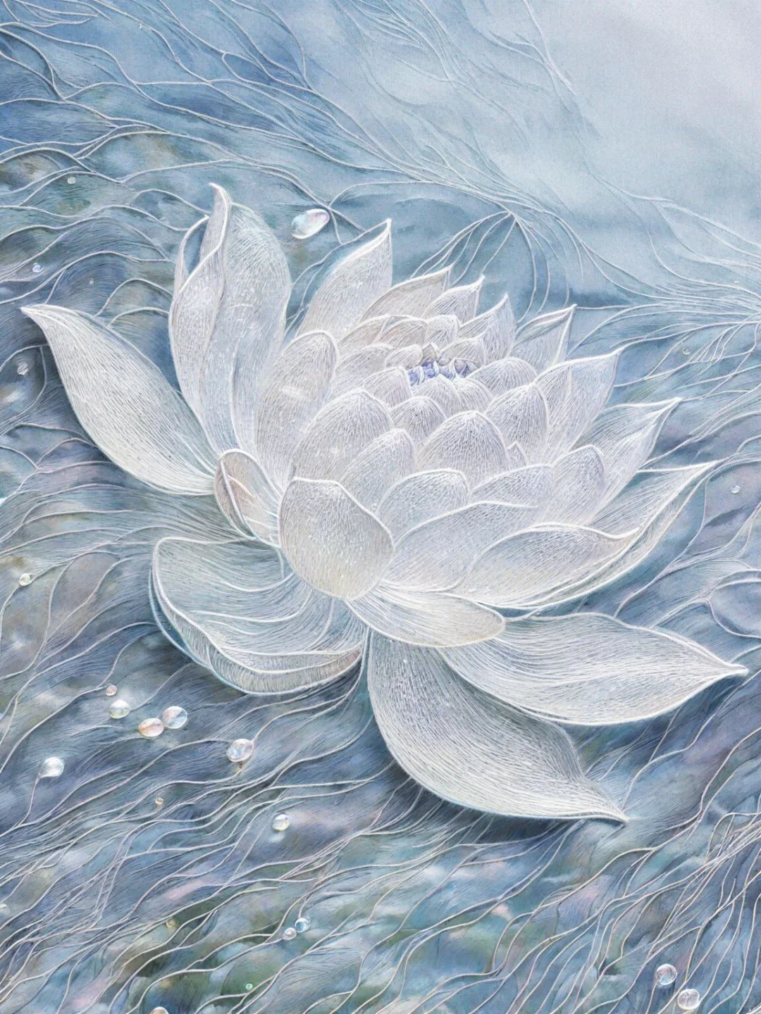 苏绣，雪莲，采天地之灵气，受日月之辉光