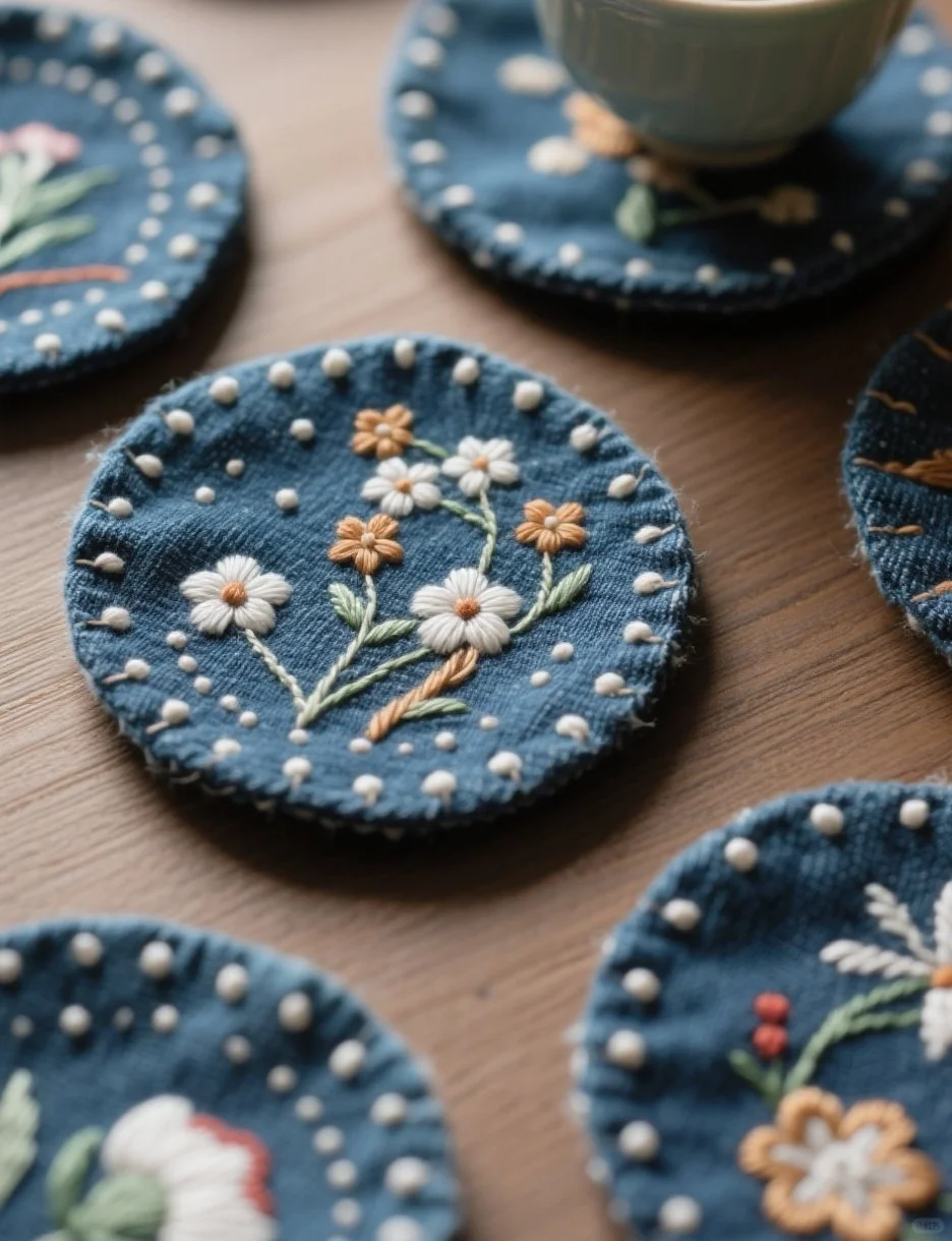 牛仔布手工杯垫