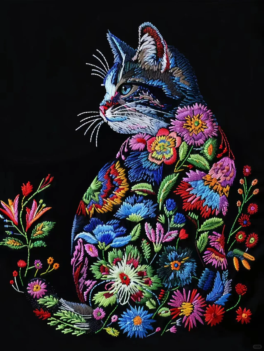 刺绣猫咪-创意图案设计分享