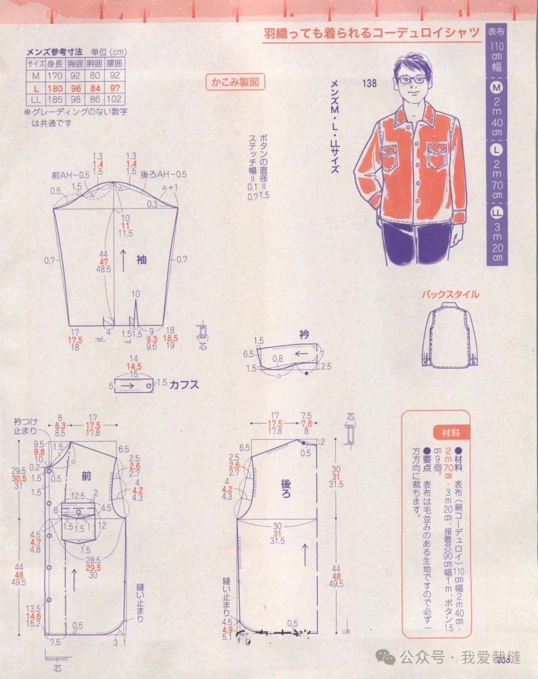 裁剪图备忘录【男装】