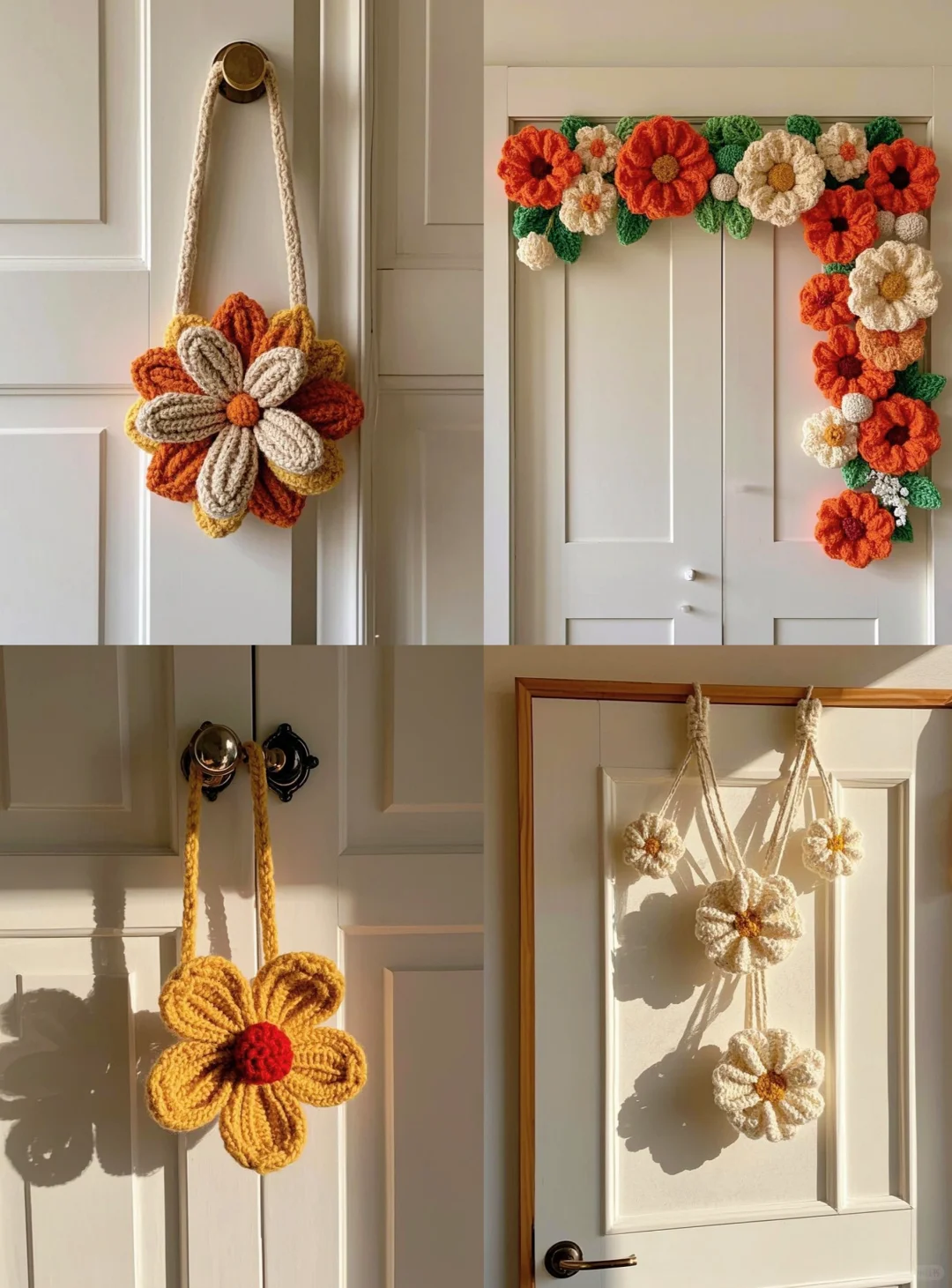 被邻居追着问的针织花朵门饰? 太仙啦