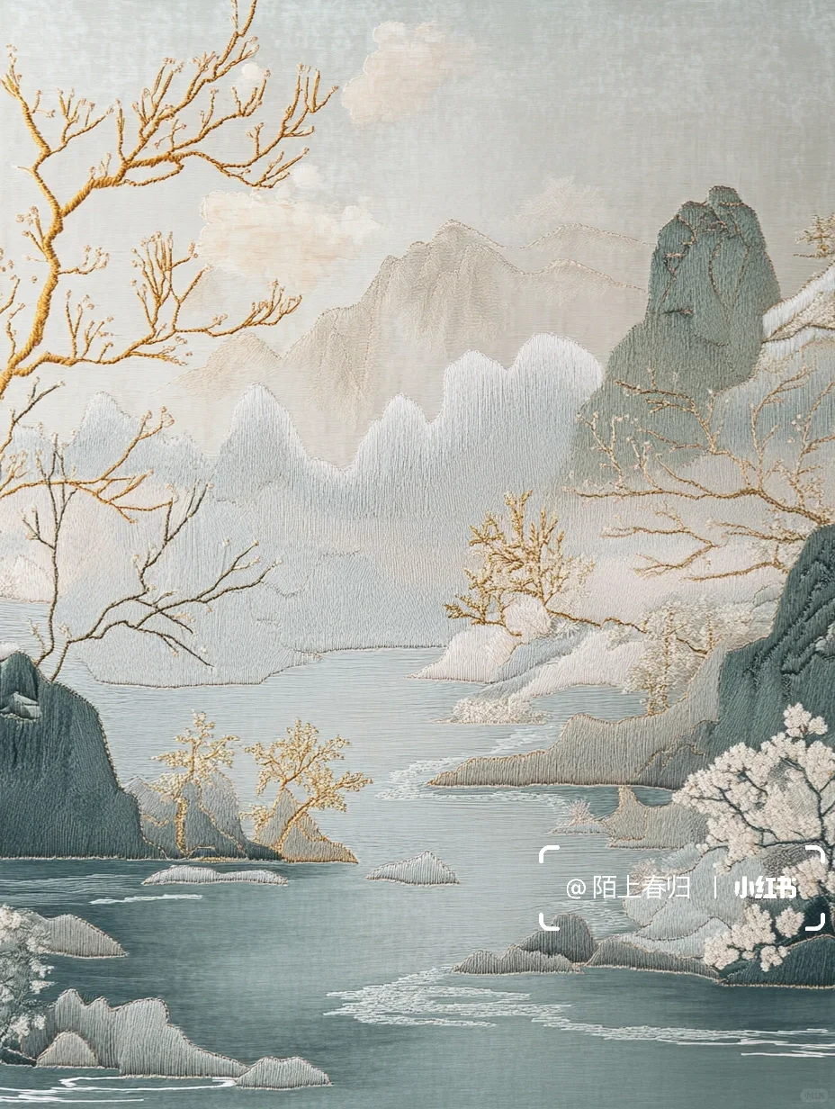 『AIGC-苏绣艺术』一针一线间的山水诗意