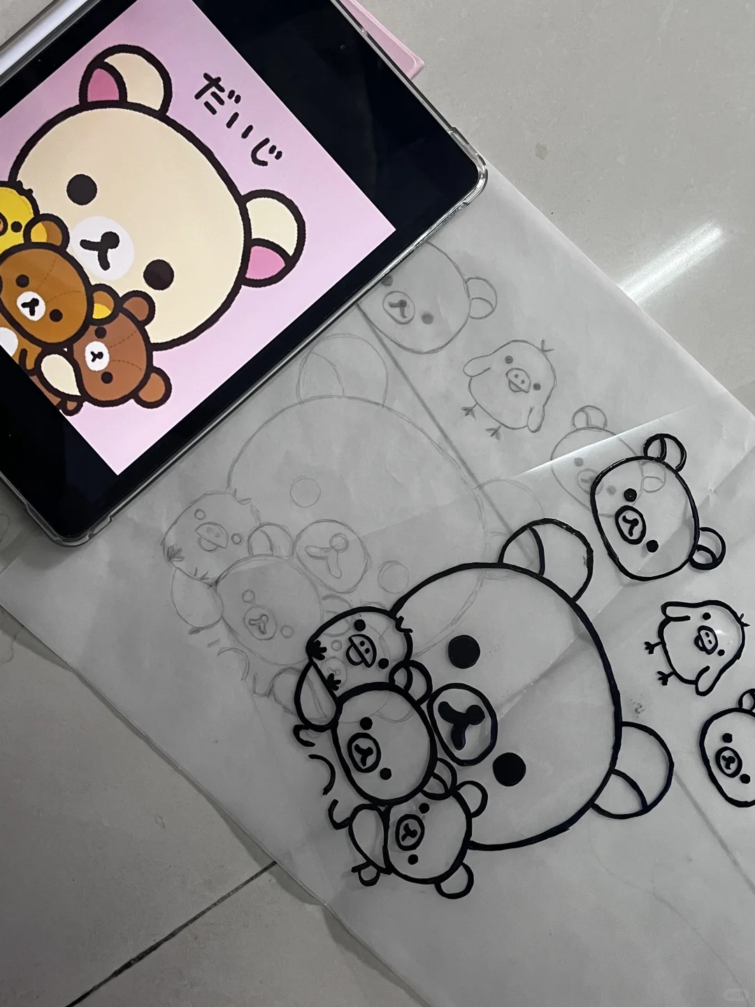 丝网印刷轻松熊短袖˶╹ꇴ╹˶