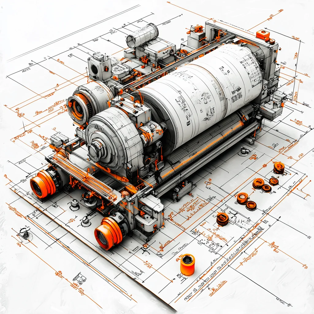 机械之美·印刷设备 手绘设计线稿［咒语］