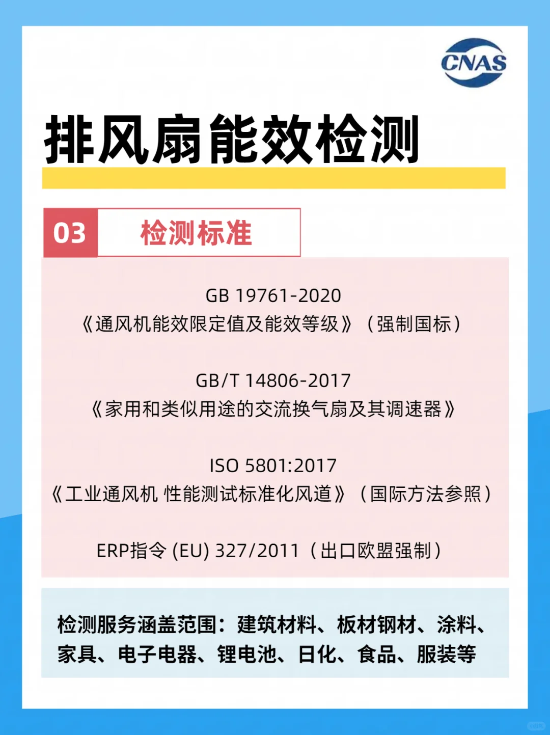 排风扇能效检测标准和检测项目