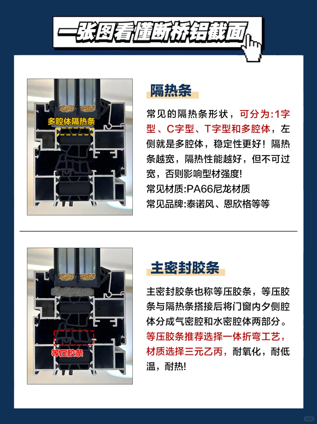 评论区??了！一图搞懂断桥铝截面！