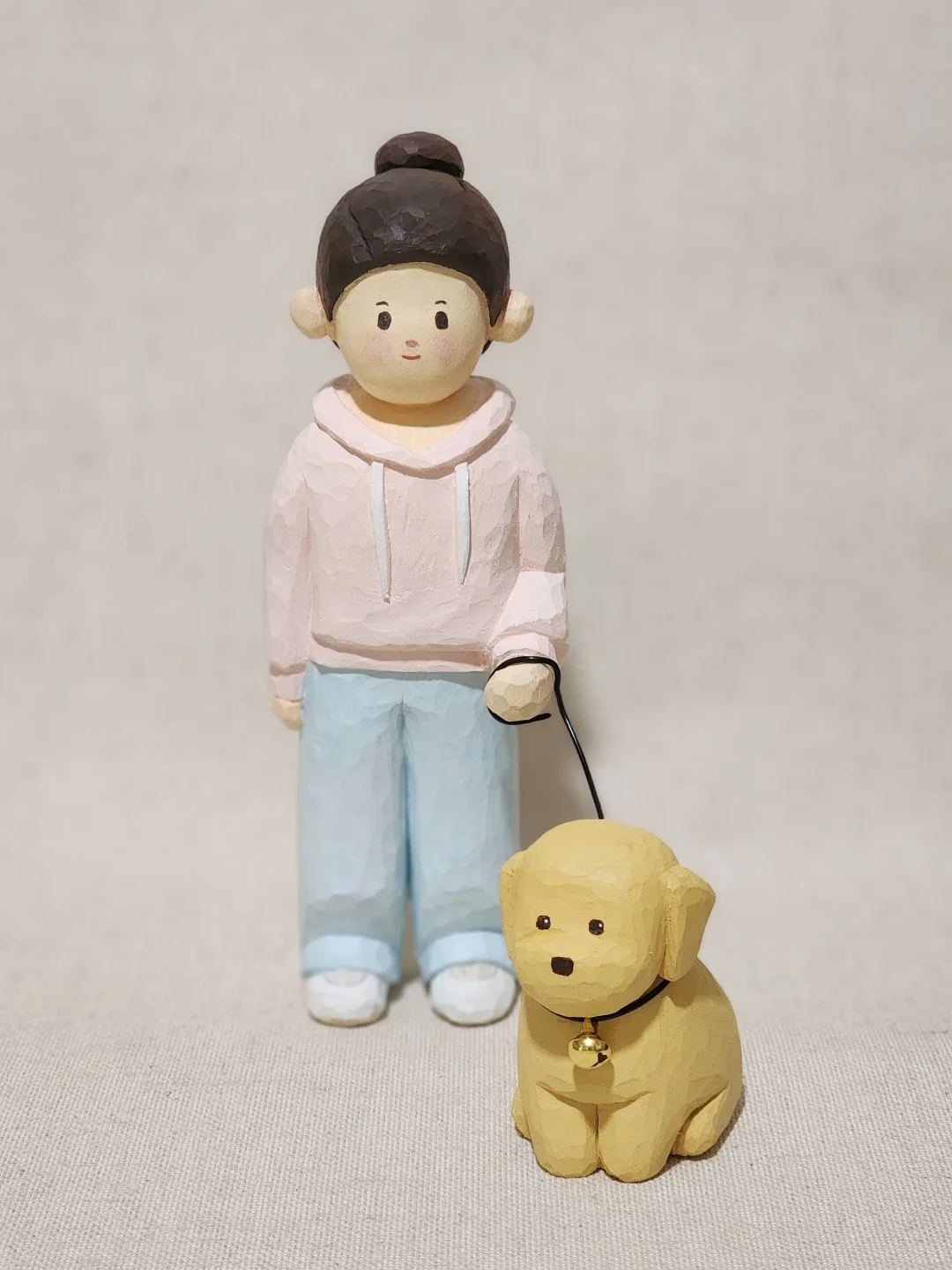 自学木雕45——女孩和小狗