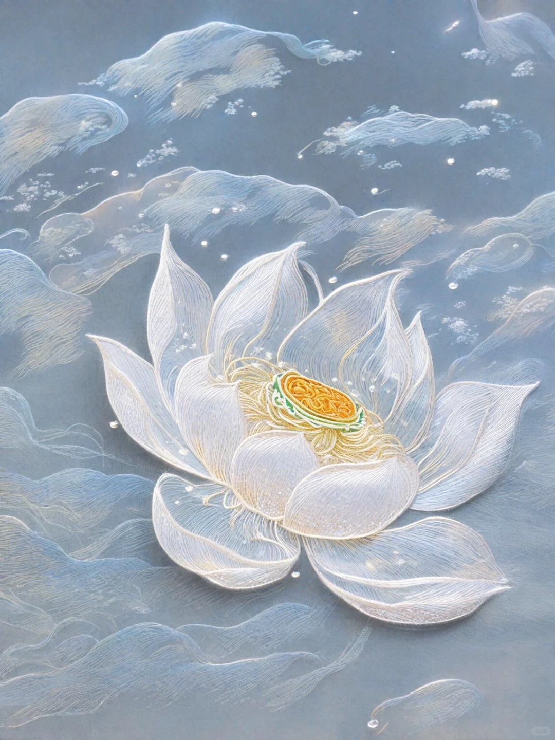 苏绣，雪莲，采天地之灵气，受日月之辉光