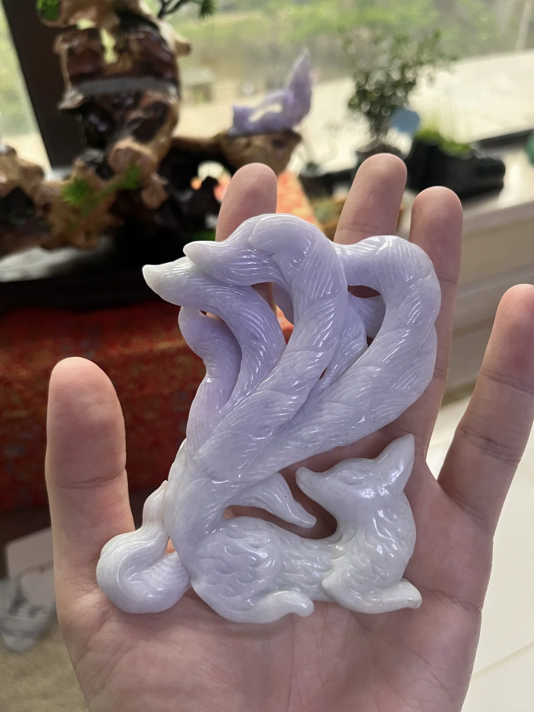 翡翠九尾狐摆件