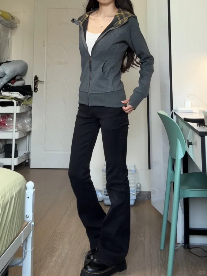 美式复古掐腰修身卫衣