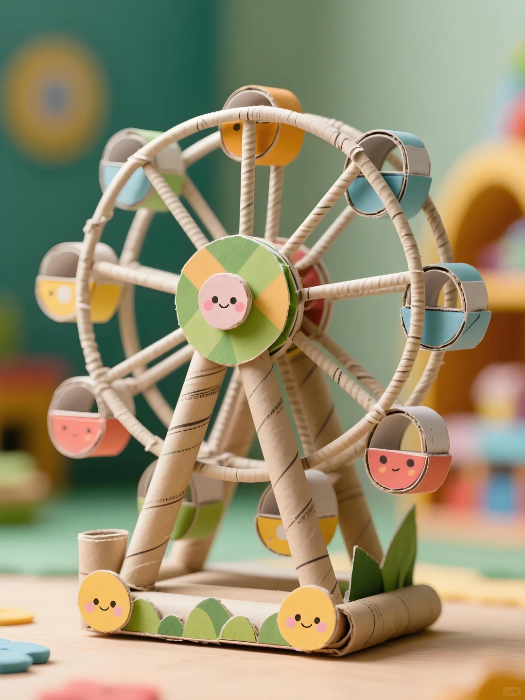 旧纸筒别扔，做个摩天轮吧?