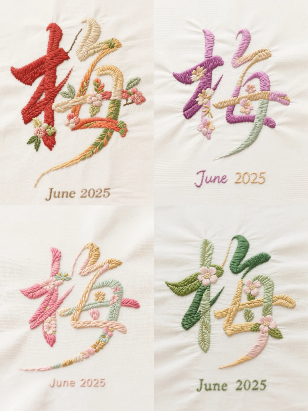 姓氏刺绣第12期：毛、吕、梅、田