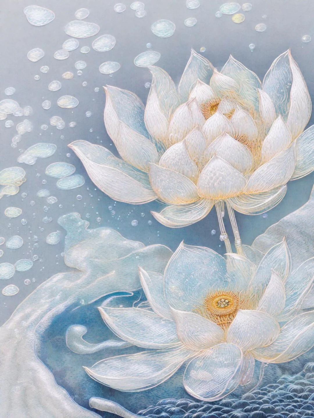 苏绣，雪莲，采天地之灵气，受日月之辉光