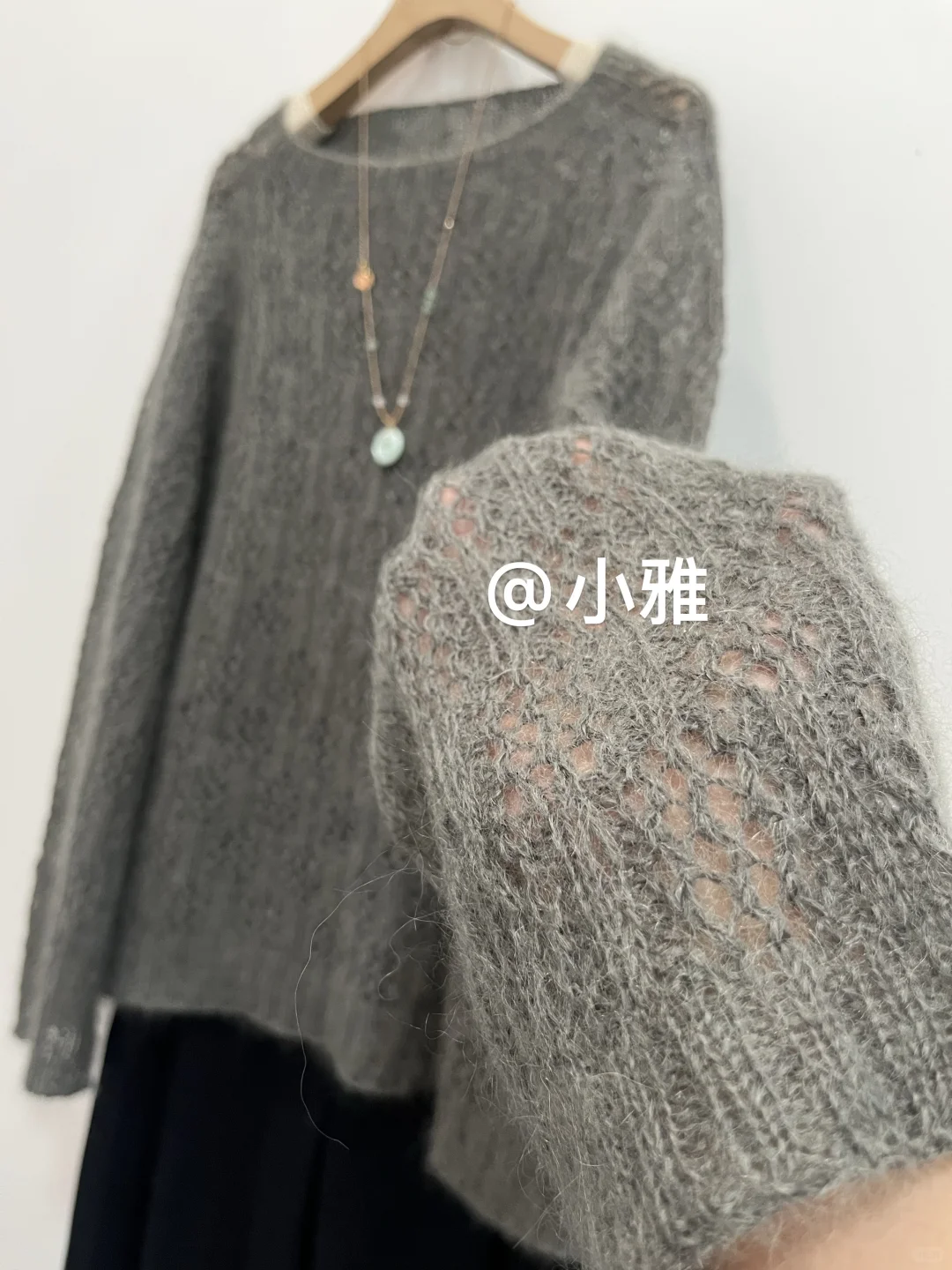 浅秋/镂空花马海毛毛衣教程分享