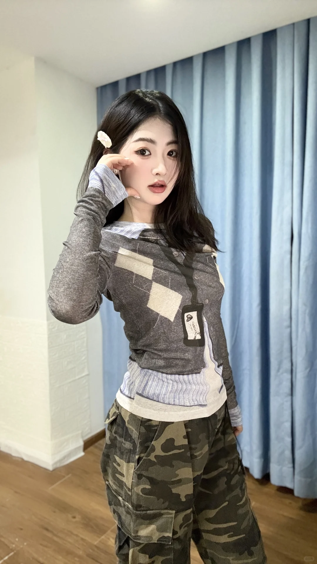 一件假两件修身打底衫