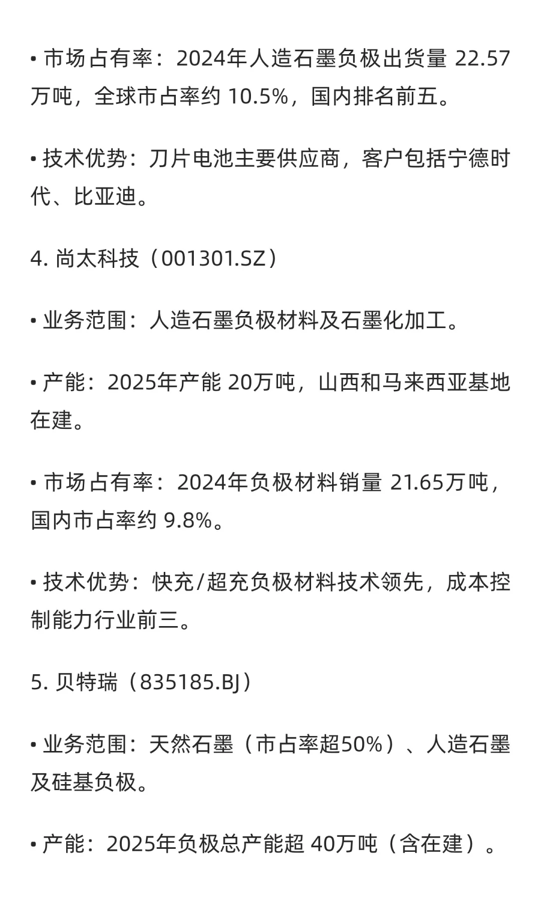 石墨负极材料、石墨化设备上市公司分析（截