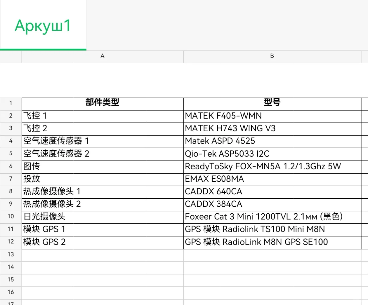 无人机零件采购