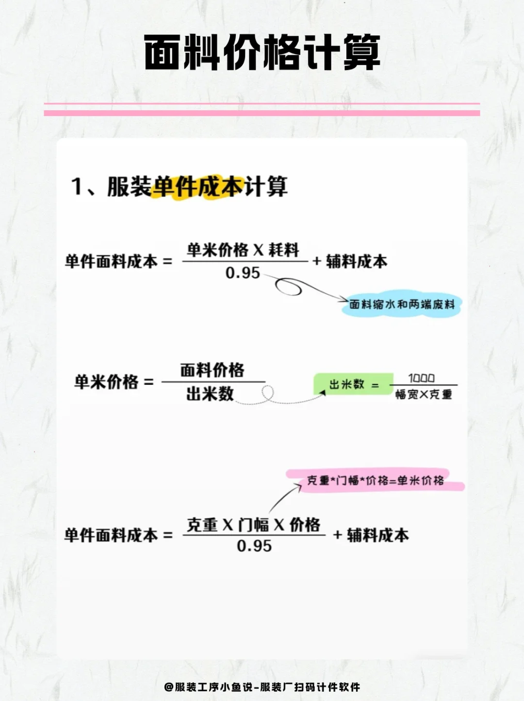 1分钟学会面料价格相关计算