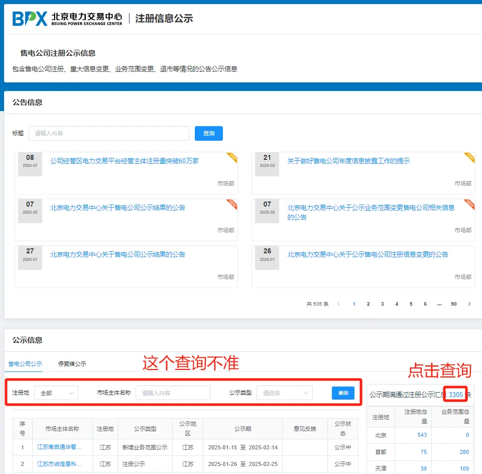 售电公司注册信息公示查询