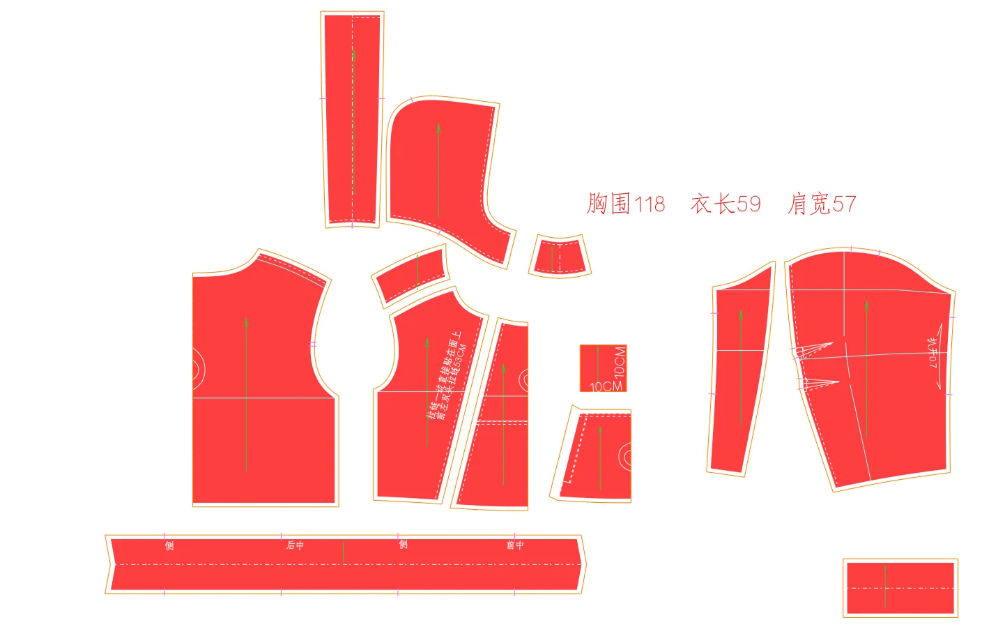 设计感十足的斜门襟卫衣裁剪图分享给大家