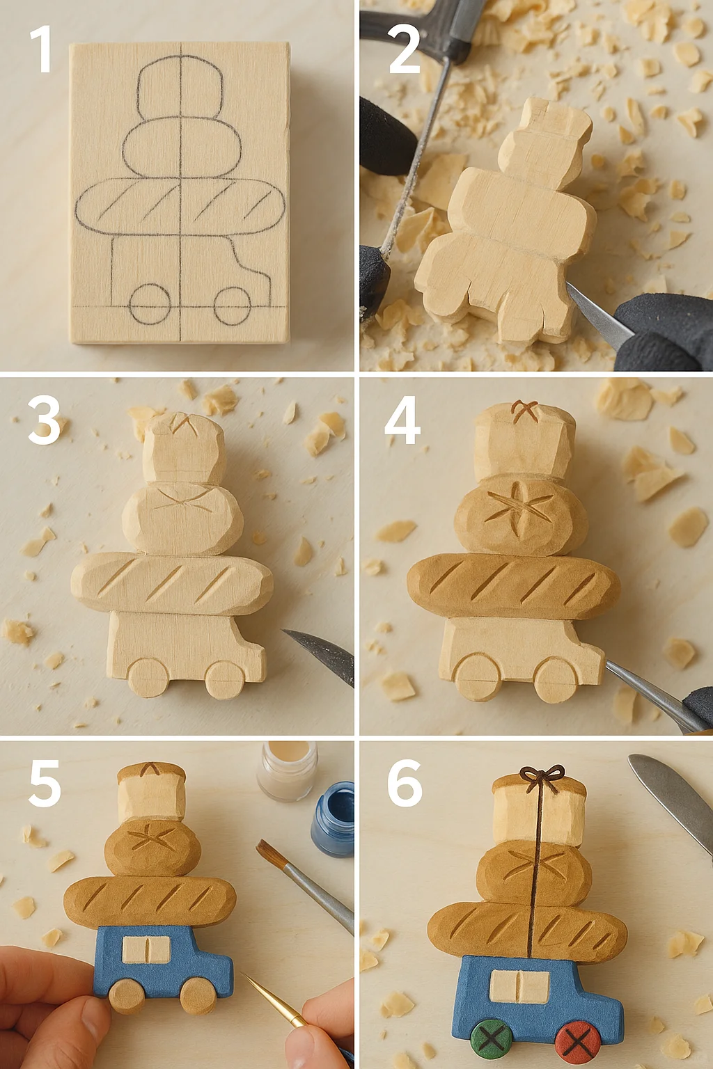 ?木雕进阶练习！6款更有挑战的小图形+步骤✨