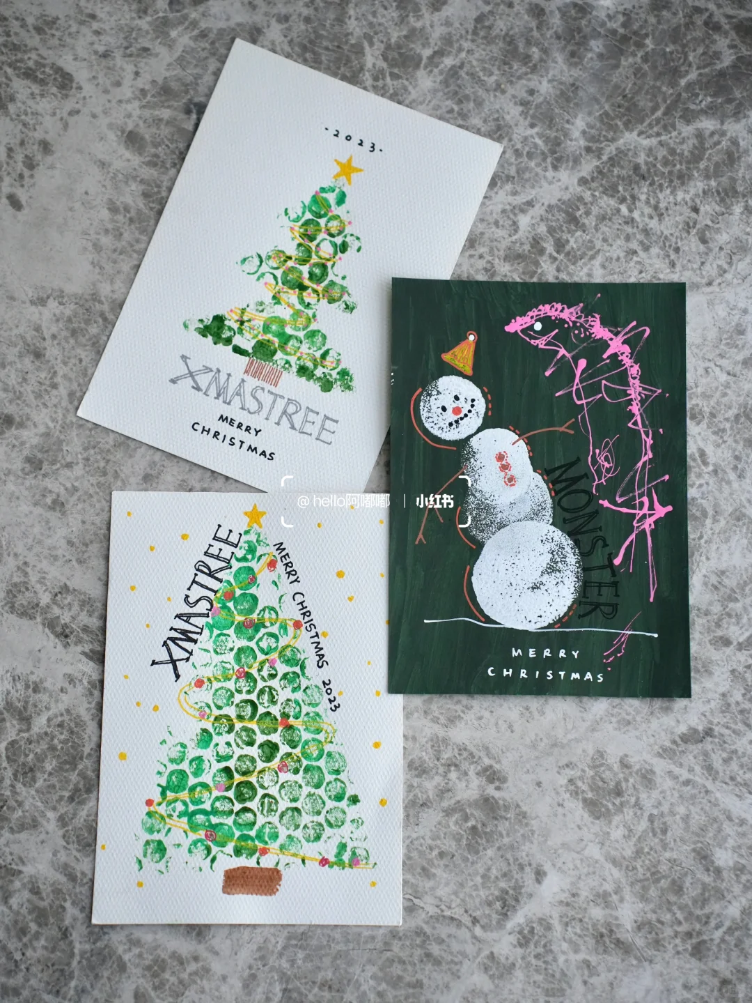 跟2岁+女鹅一起做的圣诞贺卡??附教程