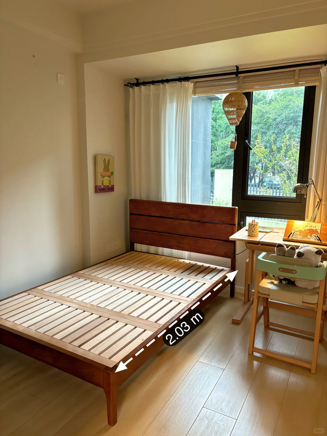 7平米小卧室，自用3个月超薄实木床没翻车✌️