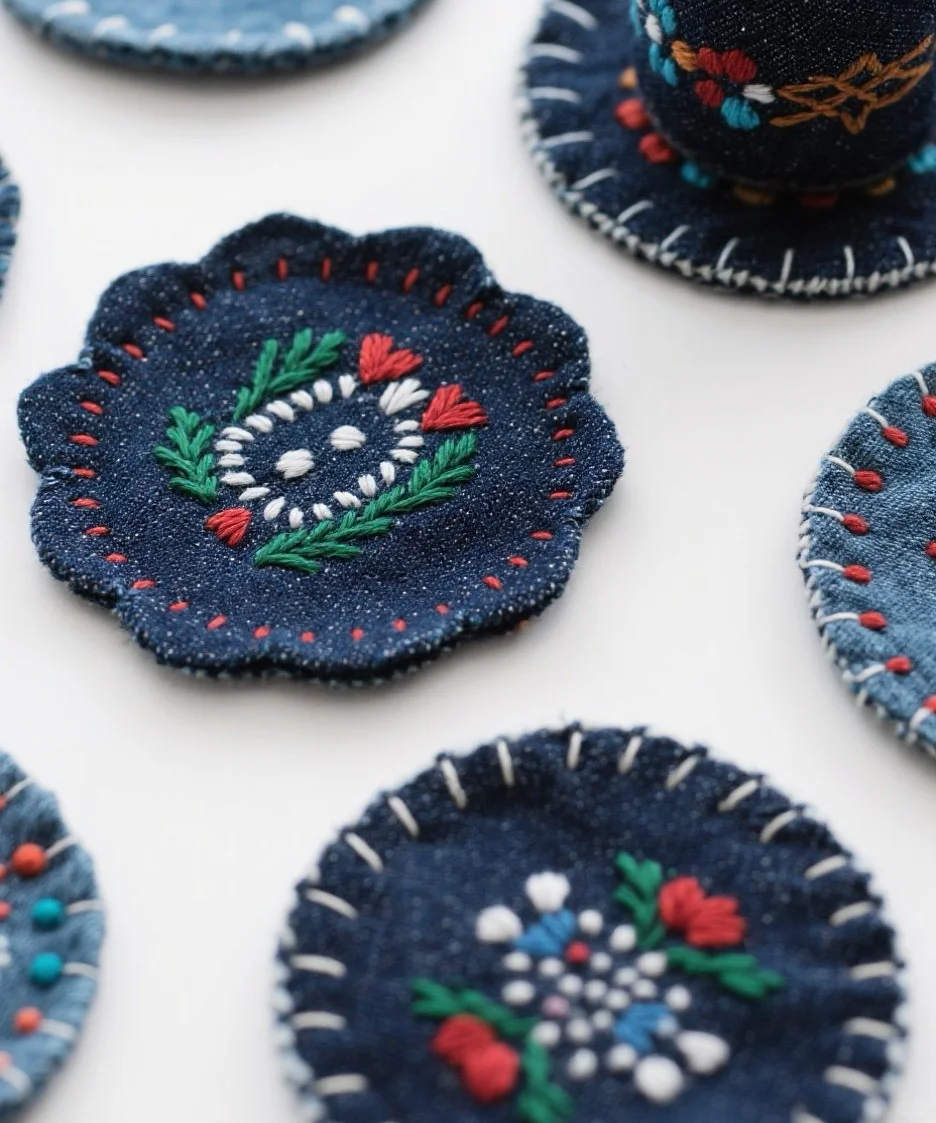 牛仔布手工杯垫