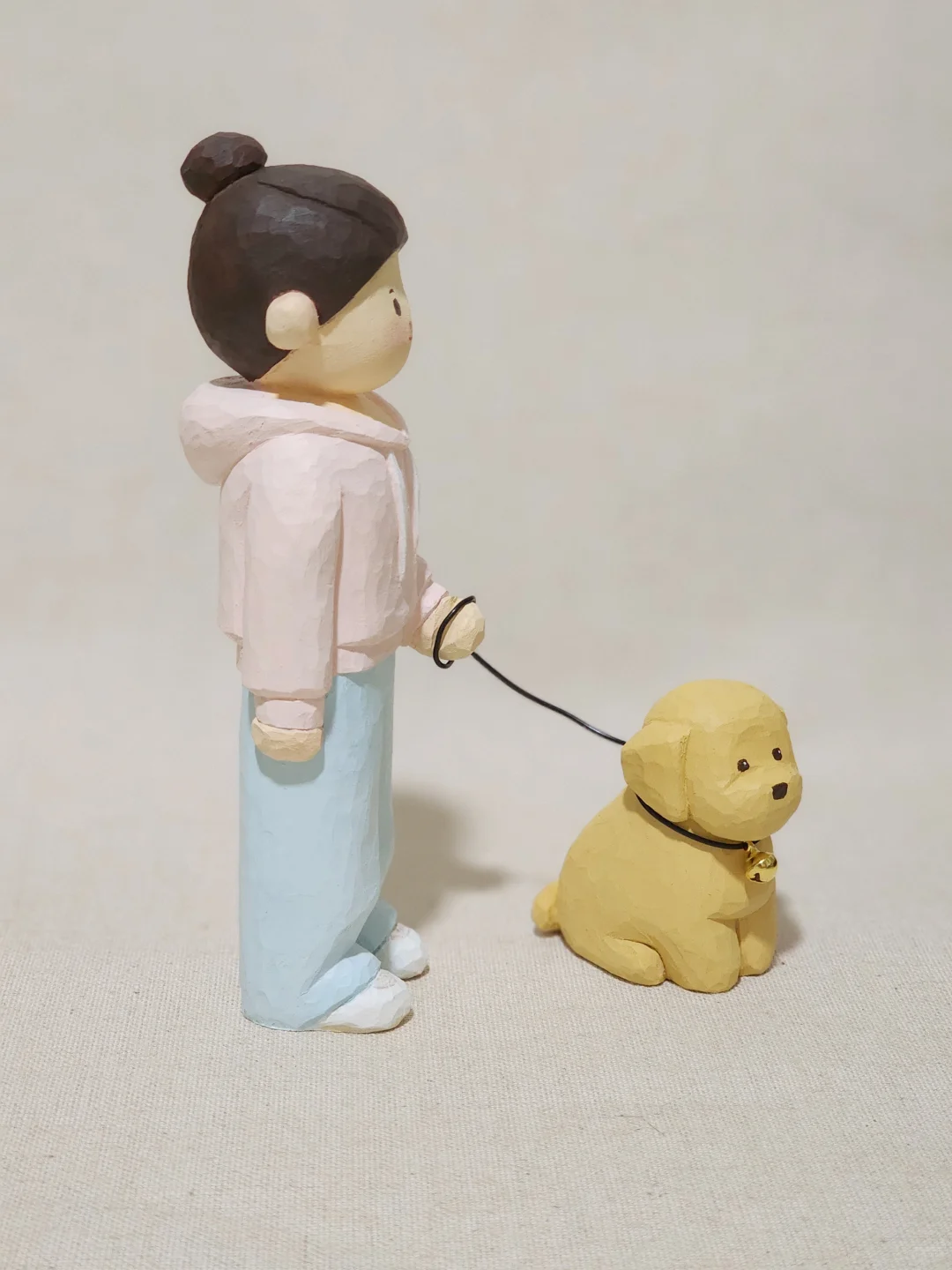 自学木雕45——女孩和小狗