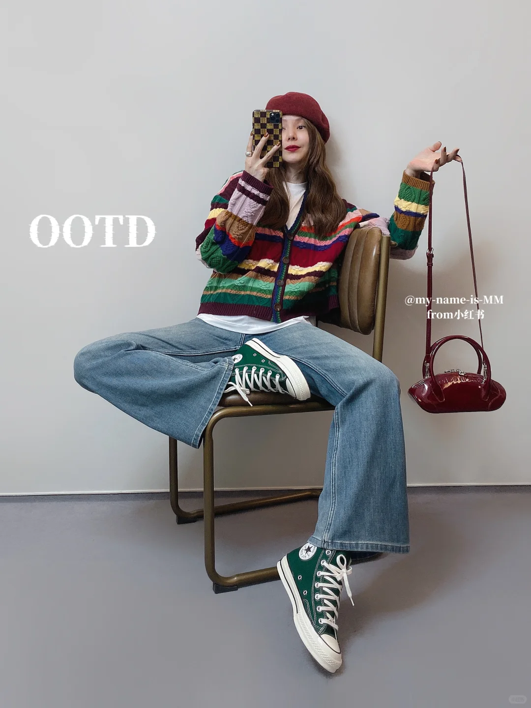 OOTD/初秋穿搭 慵懒舒适毛衣搭配微喇牛仔裤