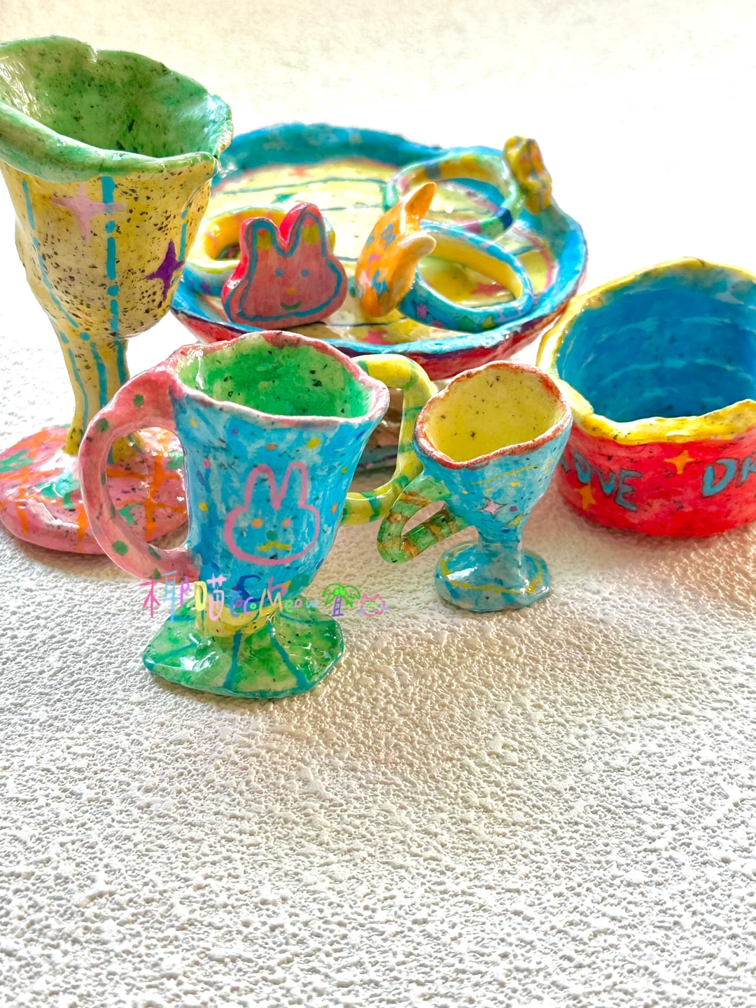 好喜欢捏泥巴❗我的黏土杯子们??