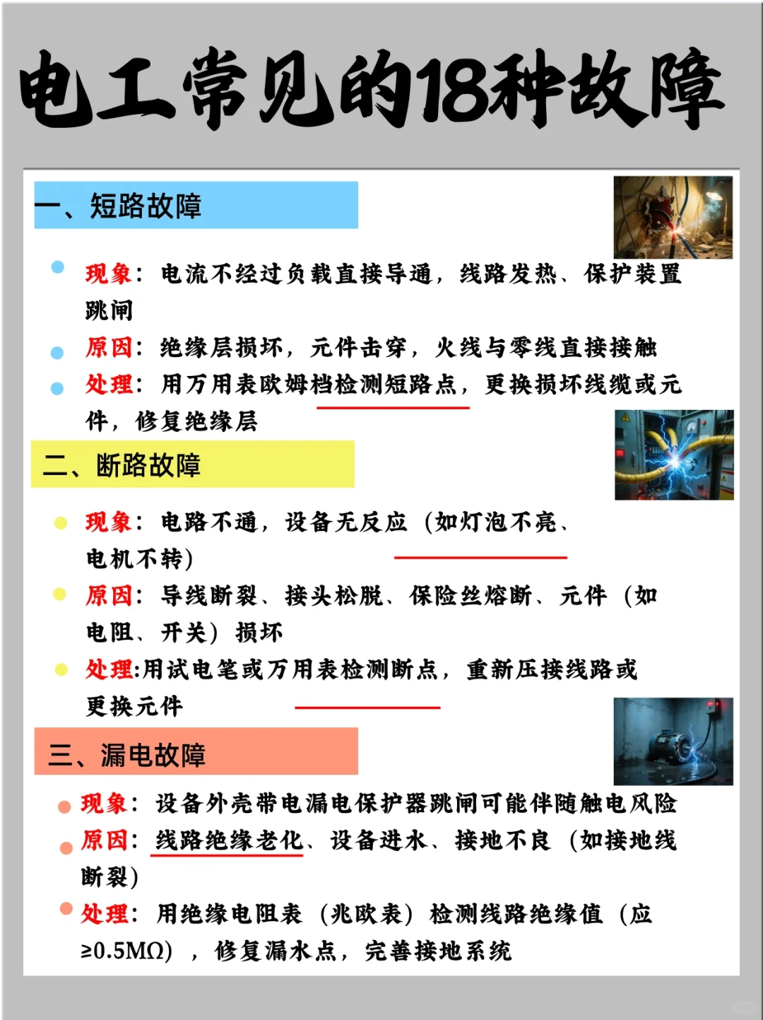 电工师傅们最怕遇到的 18 个 故障