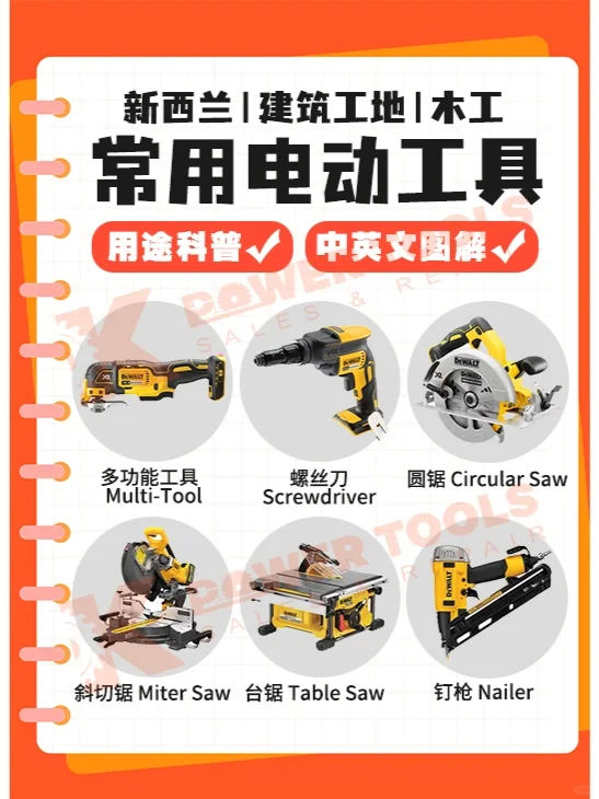 实用指南!新西兰建筑和木工常用的电动工具