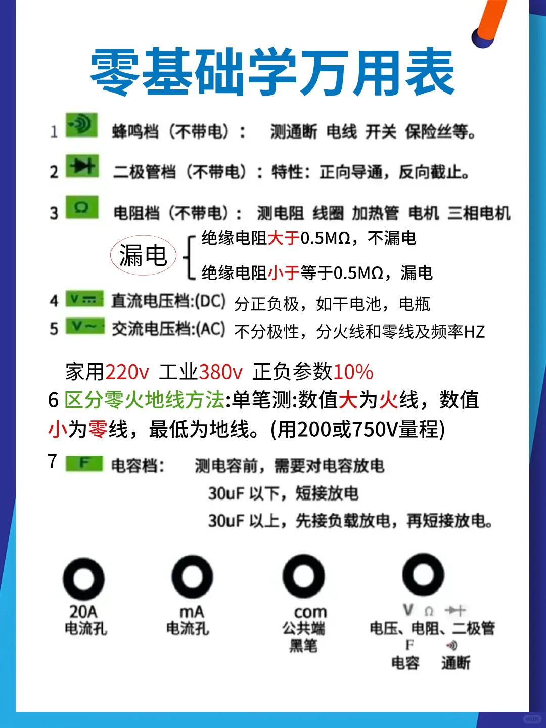 终于有人把万用表使用方法整理出来了