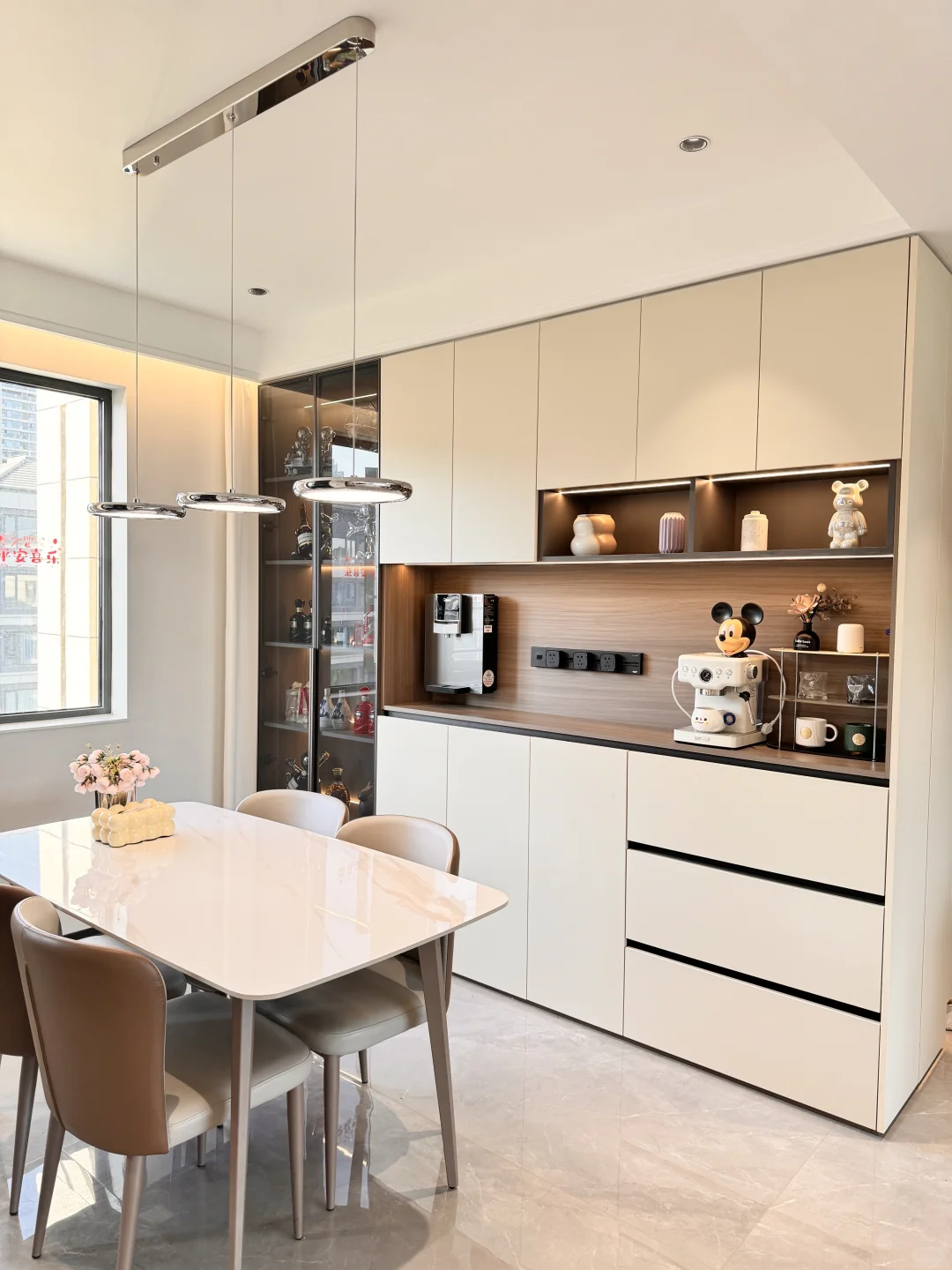 餐厅2.6米开间，一定要做极简餐边柜！！