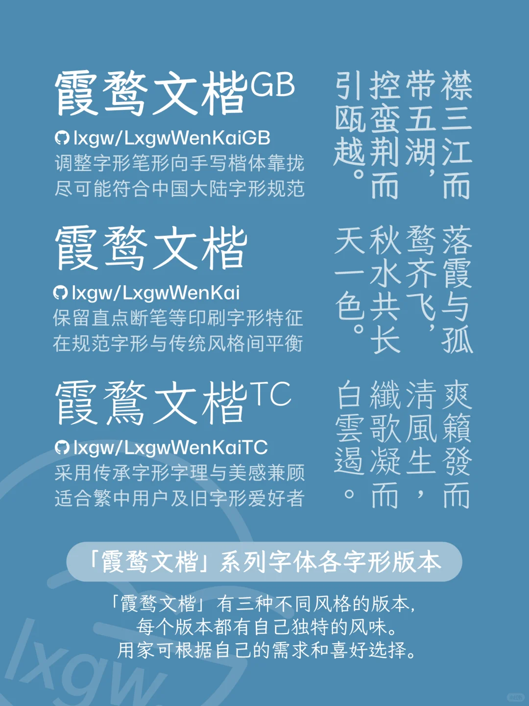 《霞鹜文楷》全系列字体 v1.521 版本更新